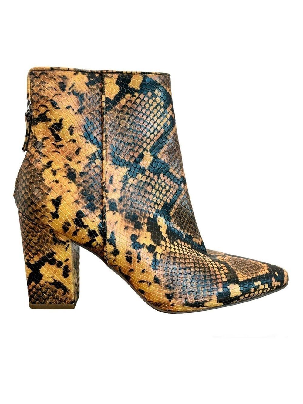 Steve Madden retrograde snake print ankle bootie yellow brown black 7.5 NWOB